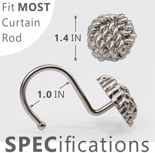 Brushed Nickel Shower Curtain Hooks: Rust Proof Metal Curtain Rings - Image 3
