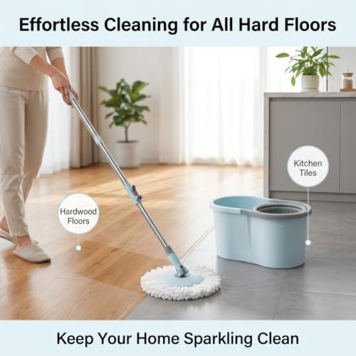 Spin Mop and Bucket with Wringer Set, 3 Mop Heads - Image 7