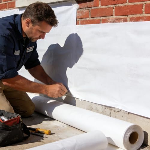 3.3 x 115 ft House Wrap, Heavy Duty Plastic Sheeting House Vapor Barrier - Image 6