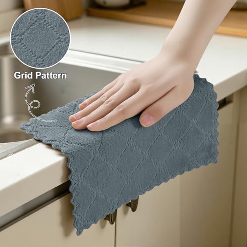 Homaxy Super Soft 12 Pack Coral Velvet Dish Cloths, Dark Grey - Image 4