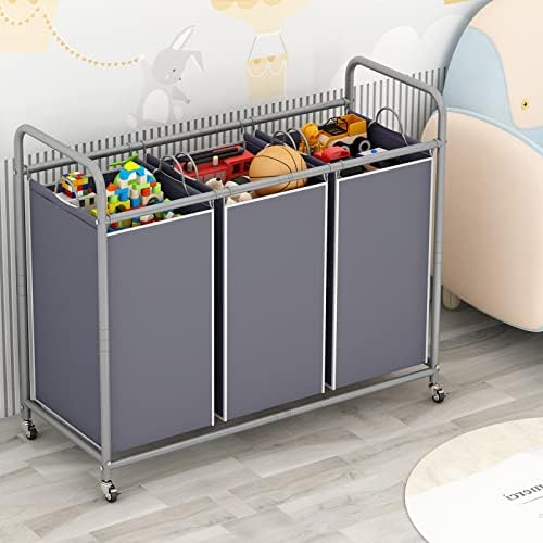 LINZINAR 3 Section Laundry Hamper, 135L Laundry Sorter - Image 3