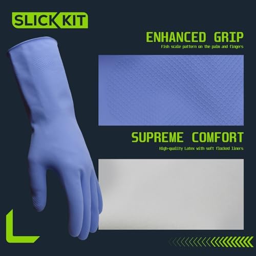 Rubber Kitchen Dishwashing Gloves, 3 Pairs - Image 3