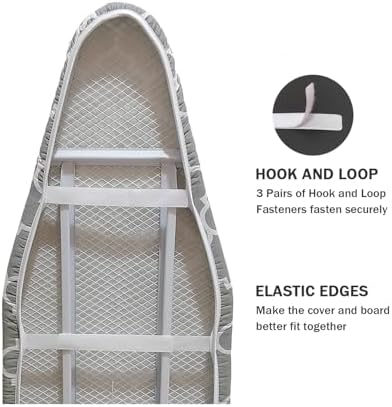 Ironing Board Cover and Pad Standard Size 15" x 54", 3 Pairs of Hook and Loop - Image 4