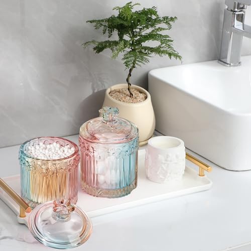 rejomiik 2 Pack Qtip Holder Glass Apothecary Jars - Image 2