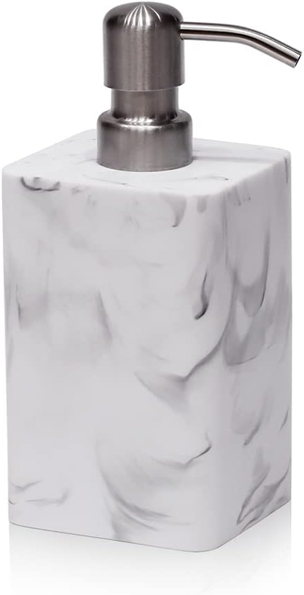 White Marble Style Hand Soap Dispenser, Refillable Liquid Decorative Soap by Suanti