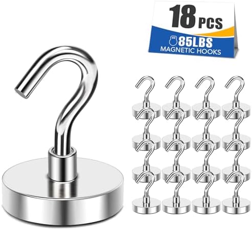 MIKEDE Magnetic Hooks 85lbs Strong Magnets Hook 18 Pack by MIKEDE