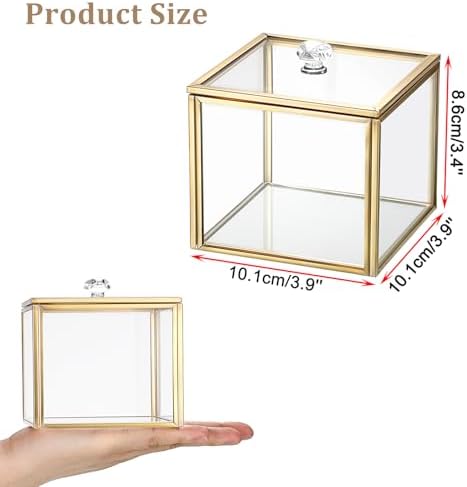 Hipiwe Glass Q-tip Holder Gold Cotton Swab Organizer Bathroom Dispenser - Image 4