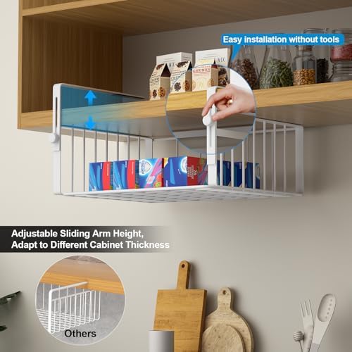 AmonHouseware 2Pack Under Shelf Basket Storage, Adjustable Hanging - Image 2