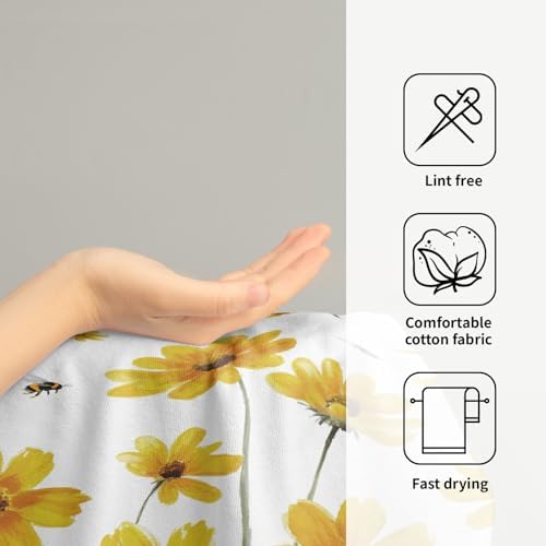 Yellow Wildflower Hand Towels Set of 2 Soft Absorbent Spring Summer Watercolor - Image 5