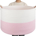 OIAHOMY 90L XXXLarge Blanket Basket Living Room Laundry Basket White&Pink by MasterofSpaceOptimization