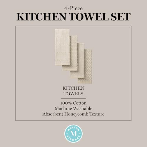 Martha Stewart Honeycomb Chambray Textured Kitchen Towel 4-Pack Set, 100% Cotton - Image 5