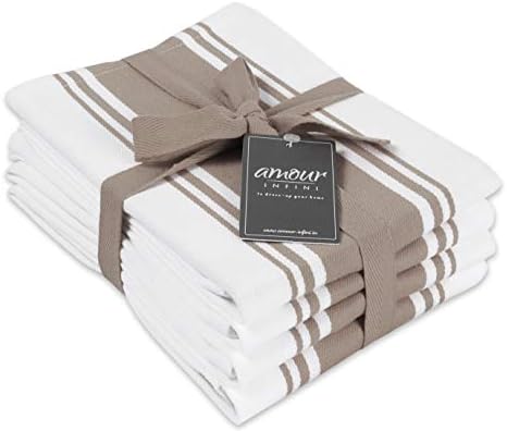 AMOUR INFINI Kitchen Towels 100% Cotton Pack of 4, Highly Absorbent Quick by AmourInfini
