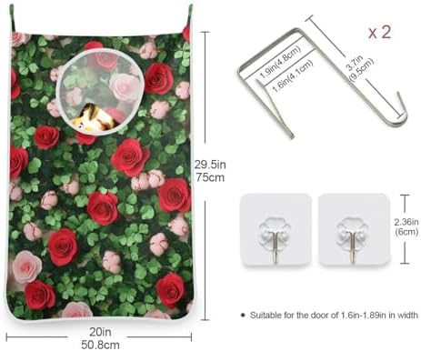 1PC Hanging Laundry Hamper Bag Over the Door Laundry Hamper Wall Hamper Large - Image 3