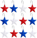 12-Piece 4th of July Red White Blue Stars Shower Curtain Hooks, Fourth of July by CTOHN