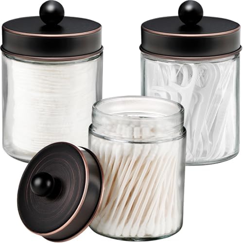 3 PC Apothecary Jar Canisters Bathroom Vanity Organizer by Komashr
