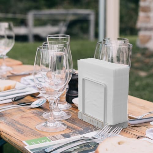 Wican Napkin Holder for Table, Wood Iron Standing Napkin Dispenser - Image 4