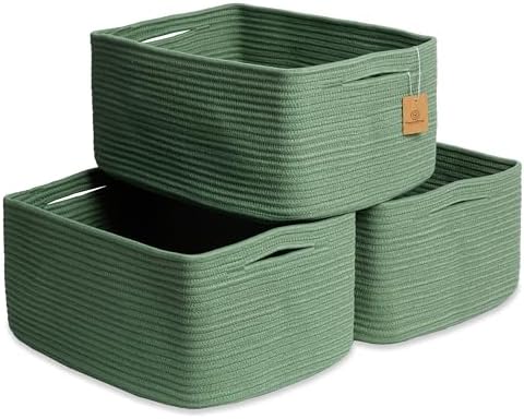 NaturalCozy Storage Baskets 16.8”x13”x7.6” Cotton Rope Woven Baskets by NaturalCozy