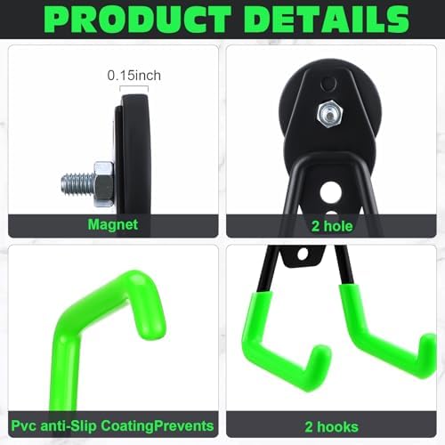 Landhoow 14 Pcs Large Magnetic Hooks Heavy Duty Garage Magnet Hooks Strong - Image 4