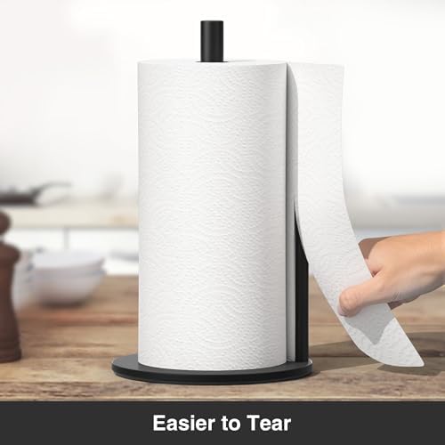 Paper Towel Holder Black Stainless Steel Kitchen Countertop Roll Organizer - Image 2