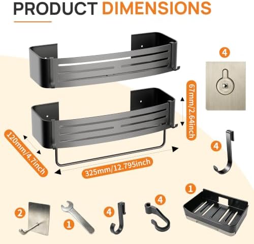 Gun Grey Adhesive Square Shower Caddy - Image 2