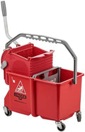 UNGER Commercial SmartColor Red Dual-Compartment Restroom Mop Bucket COMSR by Unger