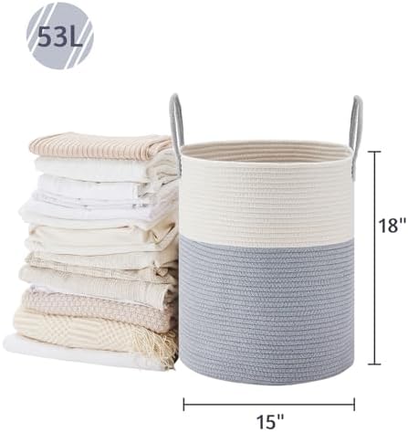 VIPOSCO 53L Tall Woven Laundry Basket Hamper - Image 5