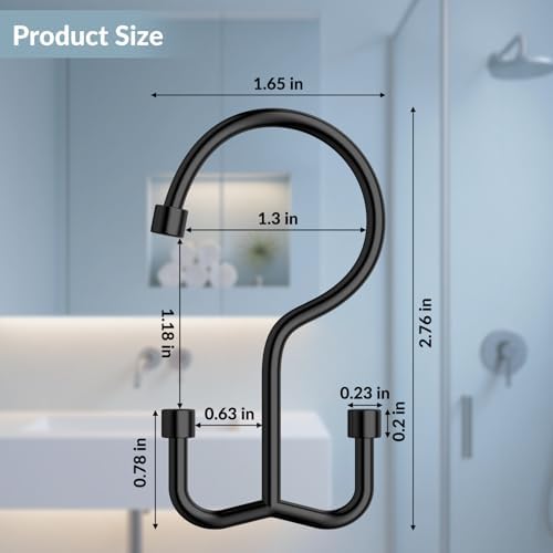 OEH Shower Curtain Hooks, Durable Black Shower Curtain Hooks Rust Proof - Image 3