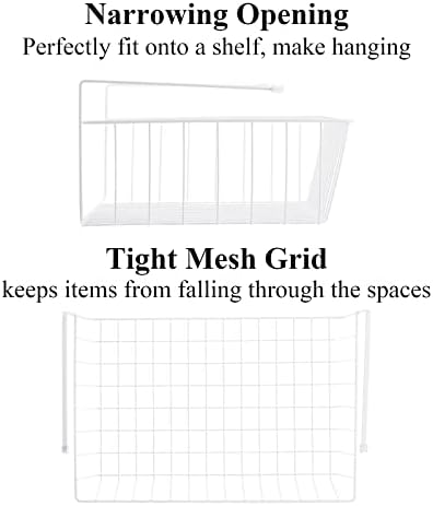 Tebery 4 Pack White Under Shelf Wire Basket Hanging Storage Baskets, Under - Image 5
