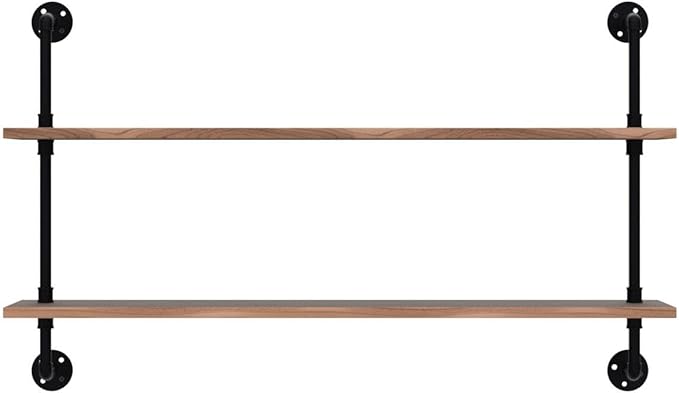 Pipe Shelves Industrial Pipe Shelving Real Wood Industrial Floating Shelves with Wood Planks 48 inch Wall Shelves Rustic Hanging Bookshelf Farmhouse Kitchen Bar Shelving