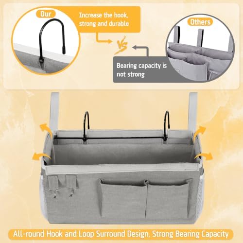 Lilithye Bedside Caddy, Bedside Storage Bag Hanging Organizer - Image 5