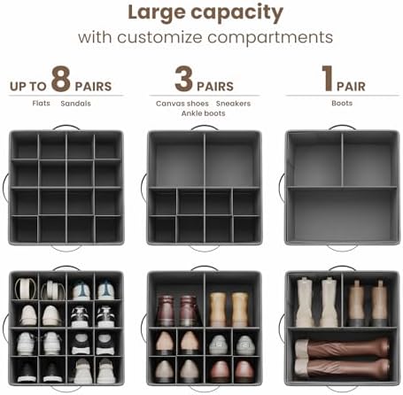 Varhomax Shoe Organizer Box for Closet, Fabric Storage Basket - Image 4