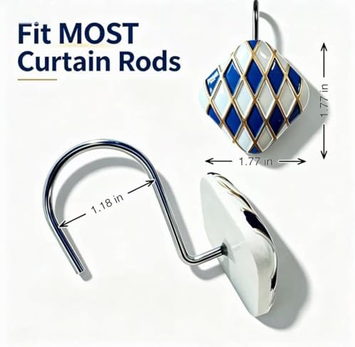 Decorative Geometric Shower Curtain Hooks, Rustproof Metal Shower Hooks - Image 2