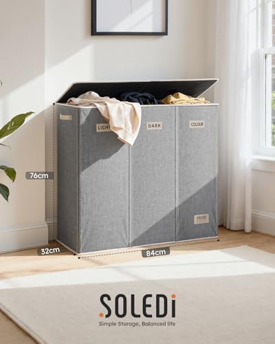 SOLEDI 200L 3-Section Laundry Hamper - Image 6