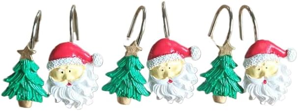 Two Fish Home Fashions Set of 12 Decorative Christmas Tree Resin Shower Curtain - Image 3