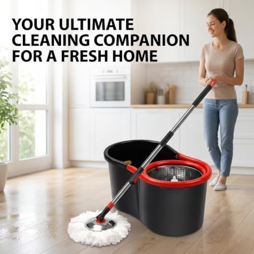 Spin Mop and Bucket with Wringer Set, 3 Mop Heads - Image 7