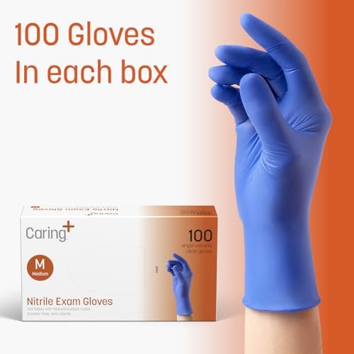 Caring Nitrile Exam Gloves, Powder-Free, Disposable Gloves - Image 5