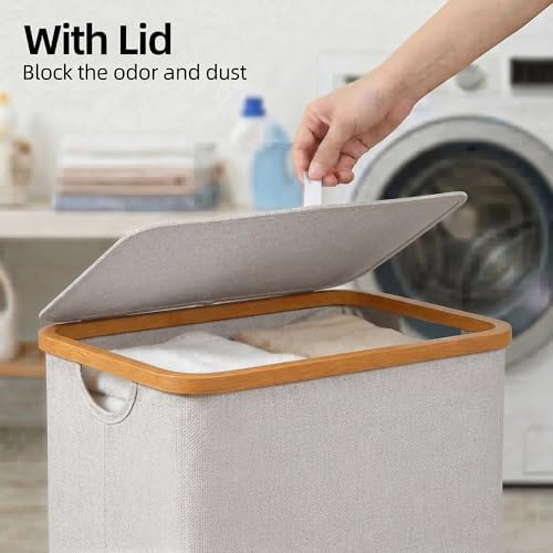 efluky Laundry Basket with Lid and Removable Bag, 100L Tall Laundry Hamper with - Image 4