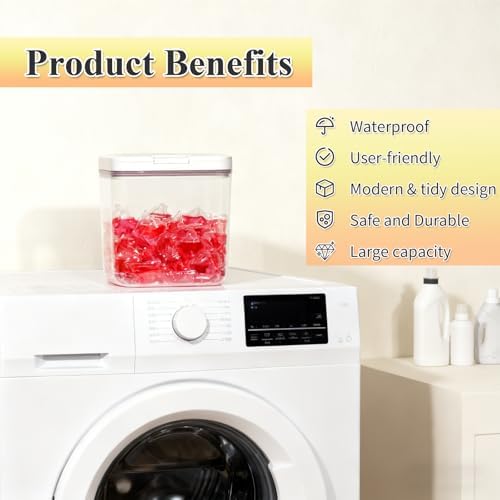 Gute Laundry Pod Holder with Lid, 67oz Sealed Pop-Up Dispenser - Image 6