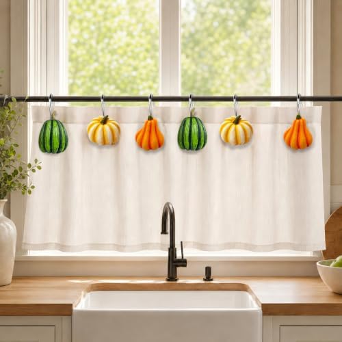 Pumpkin Shower Curtain Hooks Set of 12, Resin Halloween Fall Decor - Image 5