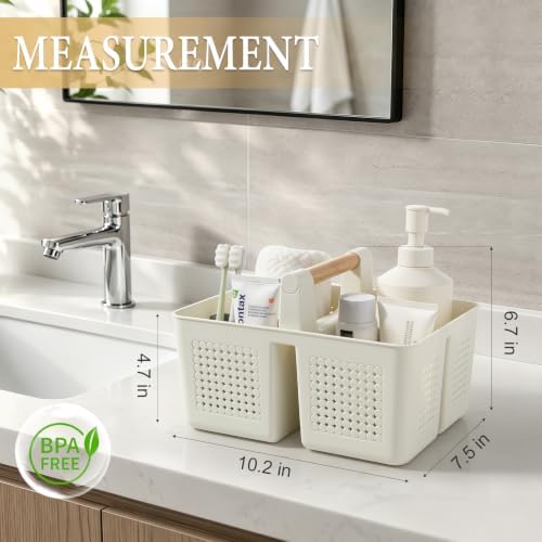 JiatuA Portable Shower Caddy Basket Plastic Caddy Organizer Small Beige - Image 4