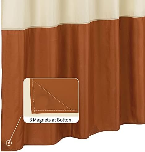 ALYVIA SPRING Waterproof Fabric Shower Curtain or Liner Cream/Orange - Image 2