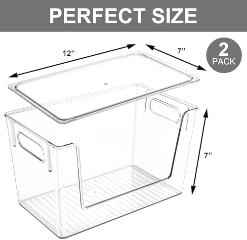 2 Pack Large Stackable Storage Bins, Plastic Container Organizer - Image 2