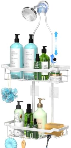Adjustable Shower Caddy Hanging Rustproof: Tool-free Height Adjustment by Skyapex