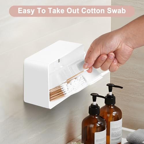 Bathroom Qtip Holder Dispenser, No Drilling Wall Mount Cotton Swabs Holder - Image 5
