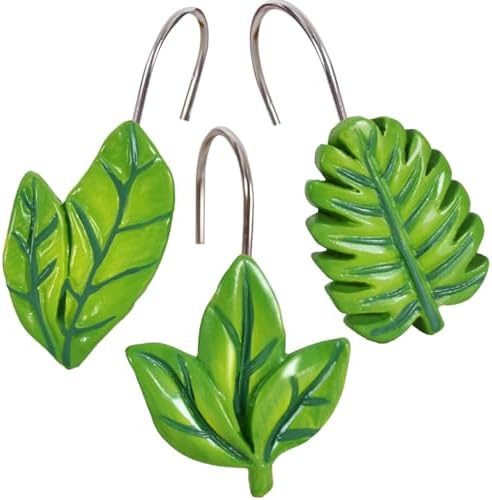 12-Piece Green Leaves Leaf Shower Curtain Hooks - Image 7