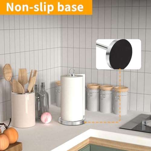 Paper Towel Holder Countertop, Stainless Steel, Weighted Non-Slip Base - Image 4