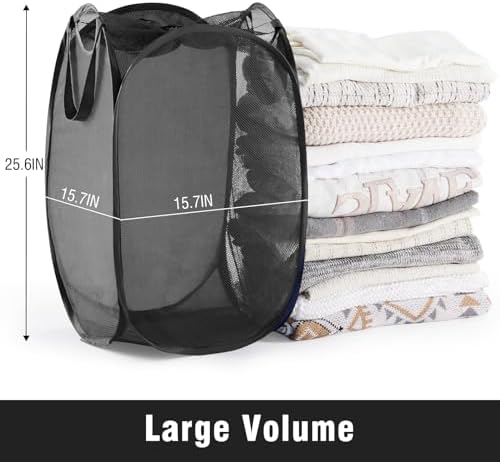 TECHMILLY Collapsible Mesh Pop Up Laundry Hamper - Image 3