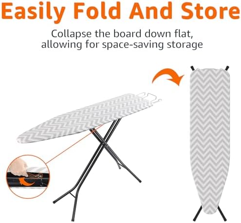 Amazon Basics Height Adjustable Full-Size Foldable Ironing Board, 4-Leg Fold-Up - Image 2