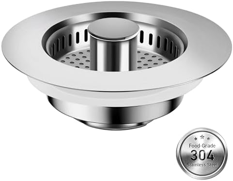 3 in 1 Kitchen Sink Drain Strainer, Universal Stainless Steel Sink Stopper by Caelecsisi