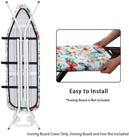 Blue Floral Butterfly Ironing Board Cover Fits Standard Size Elasticized Edges - Image 4